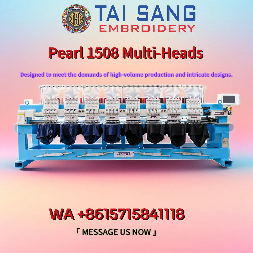 TaiSangCN's tweet image. 💎 PEARL 1508 Multi-Heads 💎
Built for high-volume production and intricate designs — delivering power, precision, and perfection in every stitch. 🧵✨
🚀 More heads, more speed, more creativity!
wa.me/8615715841118
#PEARL1508 #MultiHeadEmbroidery #EmbroideryMachine #Fashion