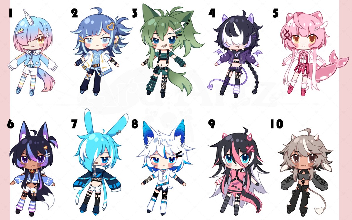 AruArtz's tweet image. ⭐️Cutie Patooties Batch Adoptable⭐️  

💲35 USD ea and comes with commercial use!  

10 Unique cutie now available on my Vgen shop link below⬇️  

Rts are apprciated ↩️  

#adoptable #adoptablebatch #vgen #design #vtuber #oc