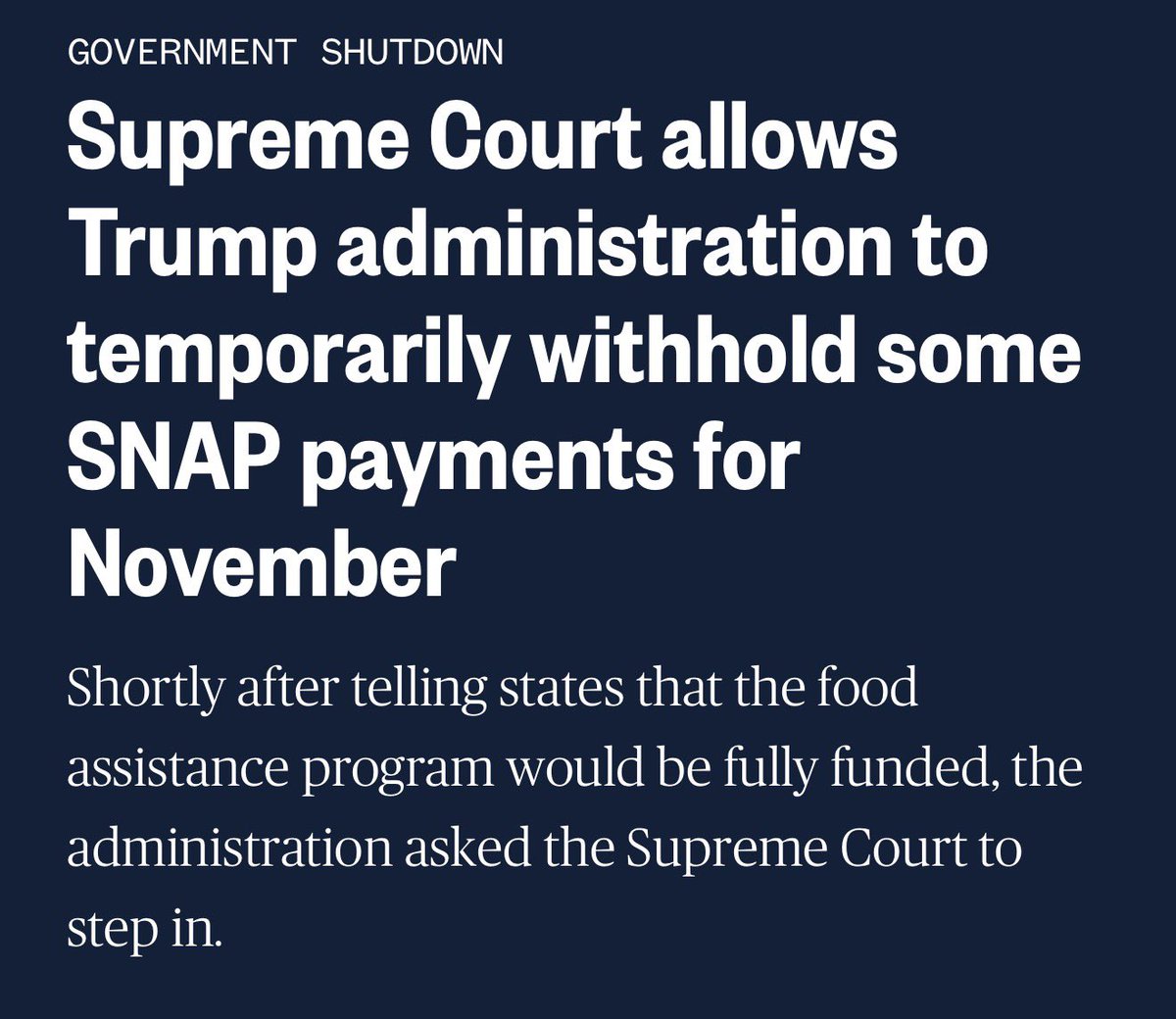 GOPJesusUSA's tweet image. Imagine a leader going to court to prevent hungry people, including children, from getting food to eat.

Now imagine a court actually siding with the cruel tyrant who is intentionally starving his citizens.

Congratulations: you just imagined Donald Trump and his “great” America.