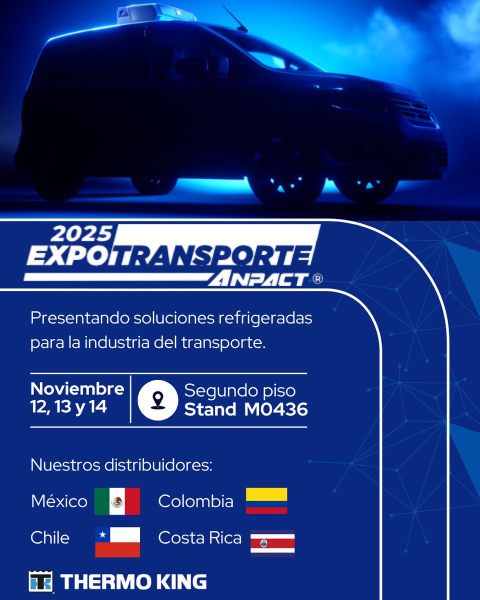 En solo 2 días inicia #ExpoTransporte2025, y en conjunto de nuestros distribuidores autorizados de México, Chile, Colombia y Costa Rica están listos para mostrarte innovaciones que transformarán el transporte refrigerado.

📍 Segundo piso, stand M0436.

#ExpoTransporte2025