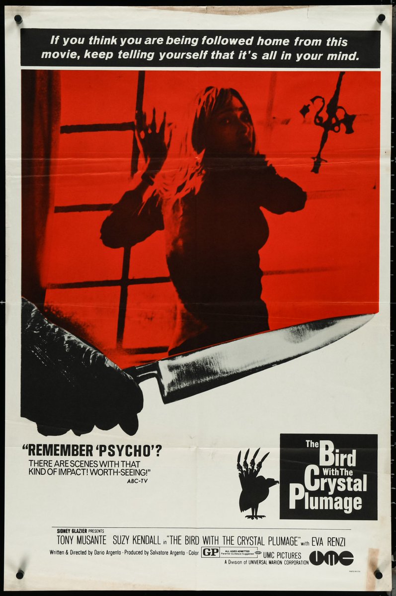 Alexzammer's tweet photo. Enjoying this one tonight! @therealjoebob @Shudder #thelastdrivein #birdwiththecrystalplumage I still don't understand the title of the movie... #horrorposters https://t.co/hSbZDWqzjs