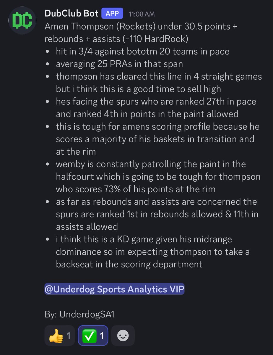 Amen Thompson under 30.5 points + rebounds + assists ✅

Thompson struggles to score as predicted! Nice win for the discord!

Research: <a href="/propsmadness/">PropsMadness</a> 
Link for 25% off: propsmadness.com/?ref=montgomery

#NBA #GamblingX #sportcoin