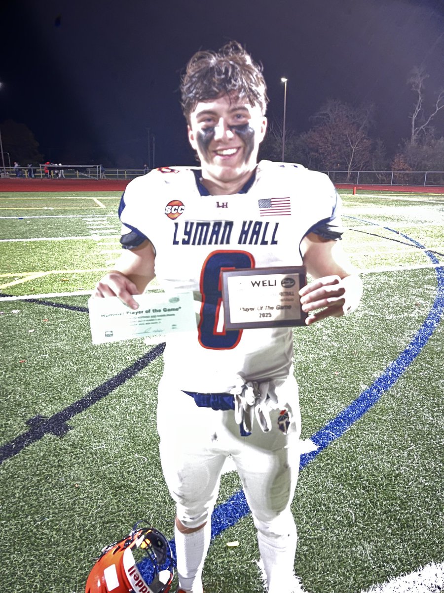 Logan Michaels, Lyman Hall High School, caught 2 touchdown passes, in a 29-8 win over Branford TheCoachWELI