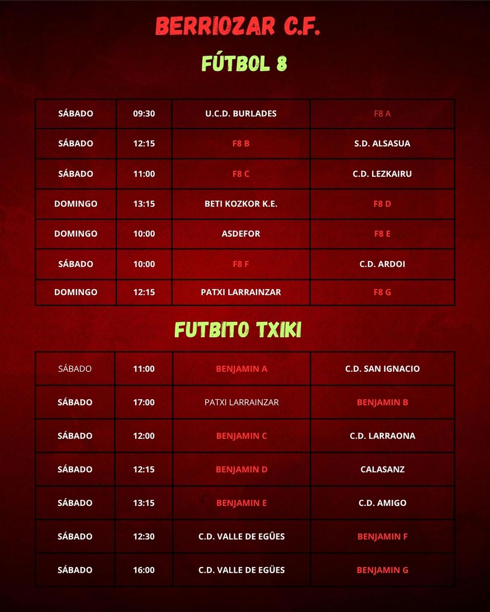 Señalamientos para este fin de semana.

Aúpa roj@ssss!!!!!

#berriozar   #goraberriozar