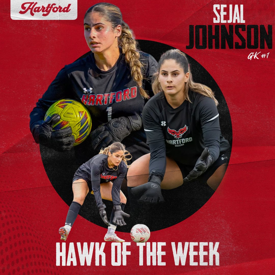 SportsStn2's tweet photo. This week's Hawk of the Week is Sejal Johnson. Johnson has been lights out all season and that didn't change this past week as she had a clean sheet in the Hawks CNE Playoff Win over UNE. https://t.co/YlaQlyqRli