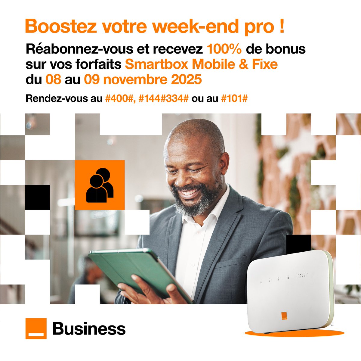 Profitez de la promo Smartbox pour booster les performances de votre entreprise ce week-end !
#OrangeEntreprie #OrangeMali