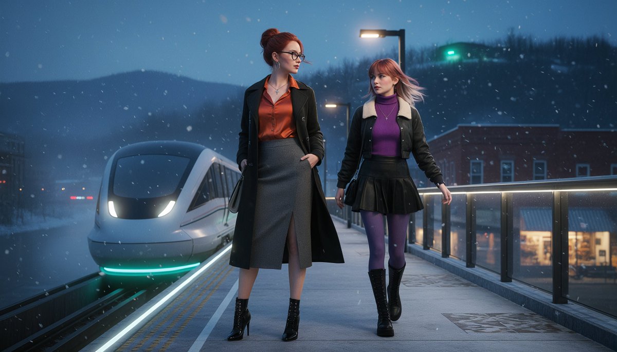 I'm sorry. 

I'll be the first to admit I made a huge mistake with the earlier image today. I posted something bland... boring... two dull-as-dishwater women walking along a train platform that looks less like a maglev from 2058 and more like a monorail from 1991. The image had
