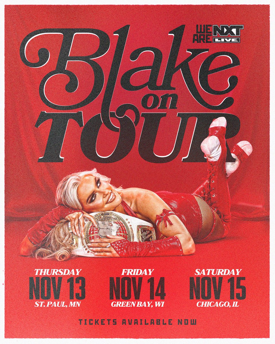 BlakeMonroeWWE's tweet image. BLAKEYS GOING ON THE ROAD!!!

ticketmaster.com/wwe-nxt-live-t…