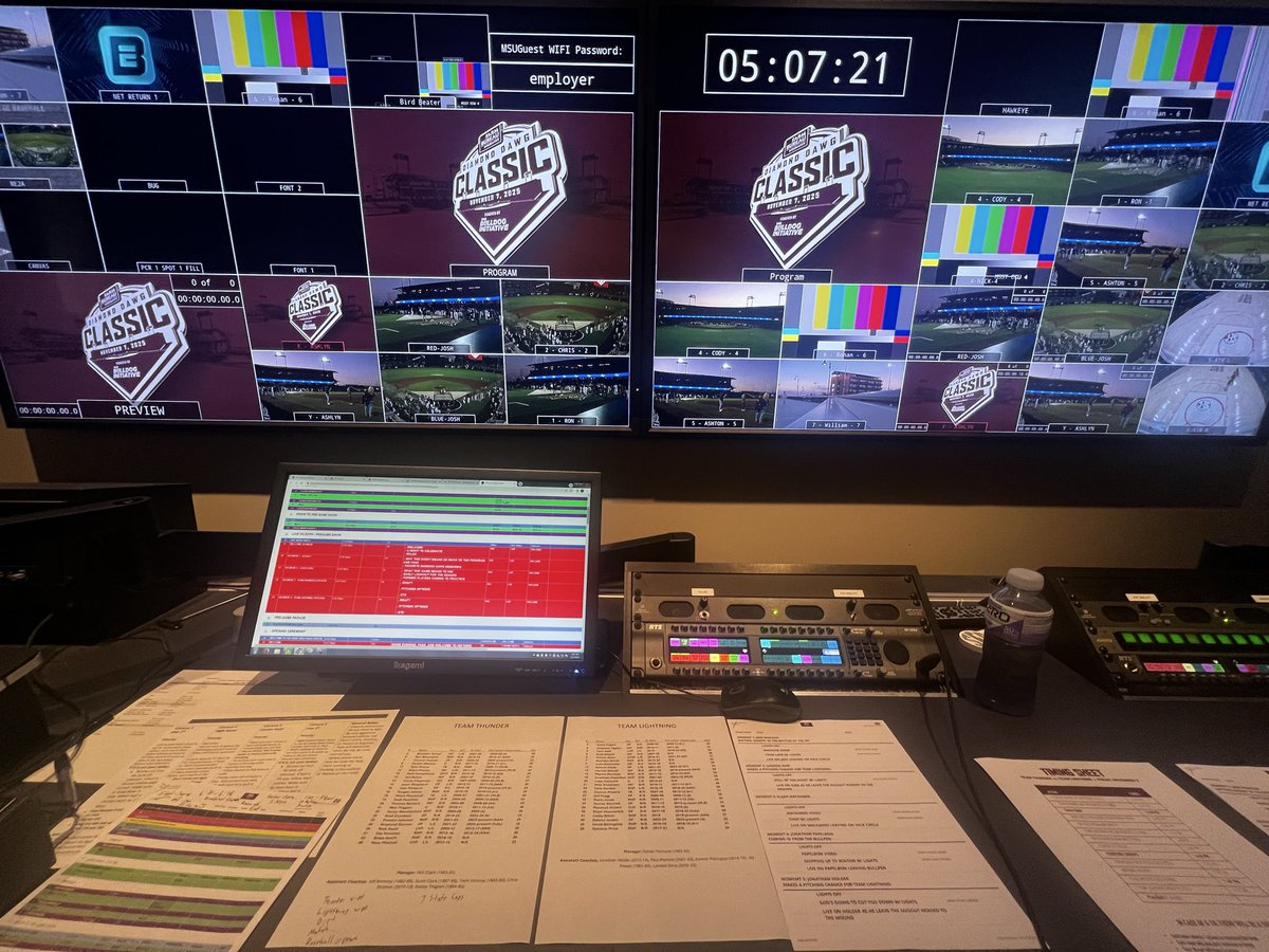 Directing the Broadcast and Video Board show for the Diamond Dawg Classic. Tune in to the ESPN app at 6:35 pm for the Pregame show. There will be plenty of names and faces to see. 🐶🦴⚾️🏟️🧢