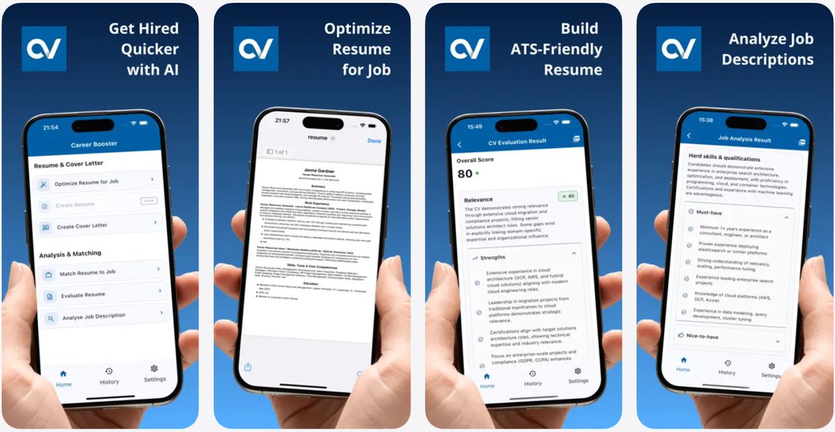Hightechholic's tweet image. Business App of the Week: Career Booster App

Read More: hightechholic.com/2025/11/busine…
for IOS: apps.apple.com/us/app/career-…

#CvMakerForIphone #JobAnalyzer #CvCreator #CvBuilder #AtsCvMaker #IOS