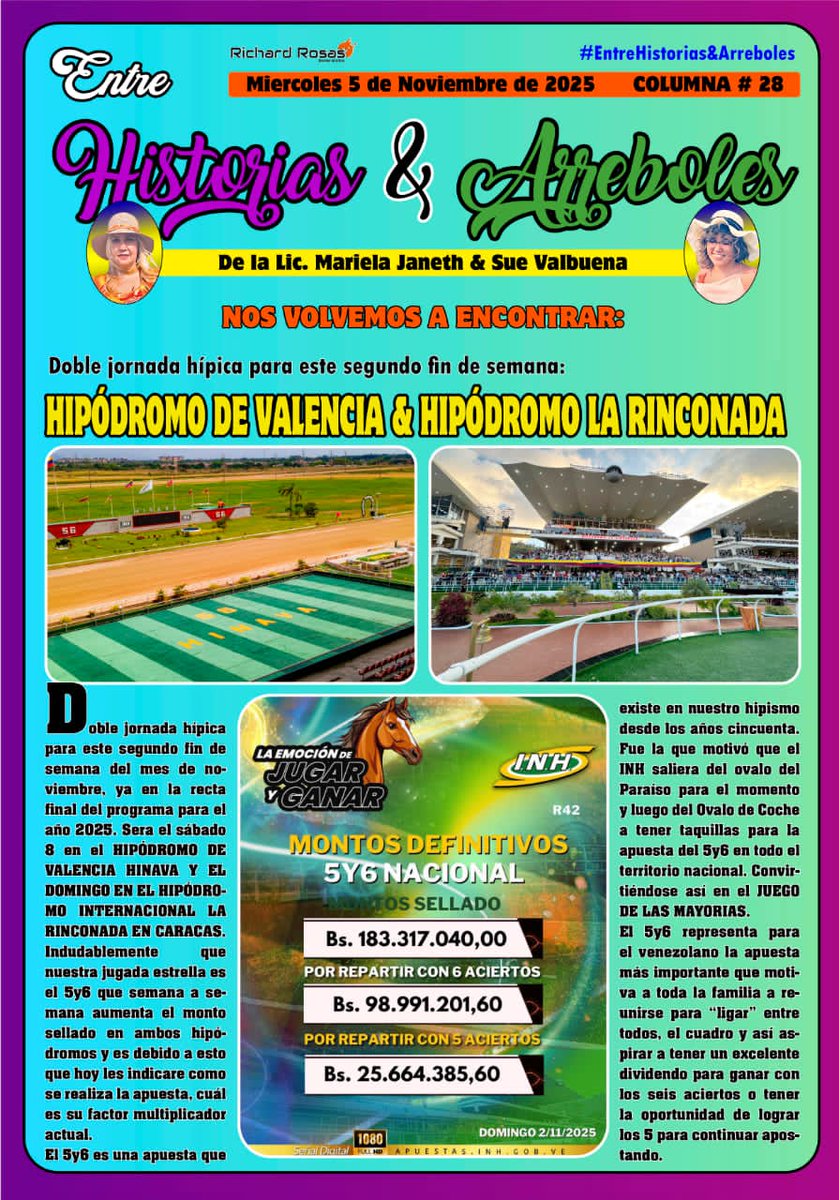 elyaquein's tweet image. REVISTA DIGITAL EL PORTAL HÍPICO
Para domingo 9 noviembre Hipódromo La Rinconada
Formato con la mayor información de las Carreras nacionales
Mi artículo Entre Historias &amp;amp; Arreboles
mediafire.com/file/ylg96yopy…