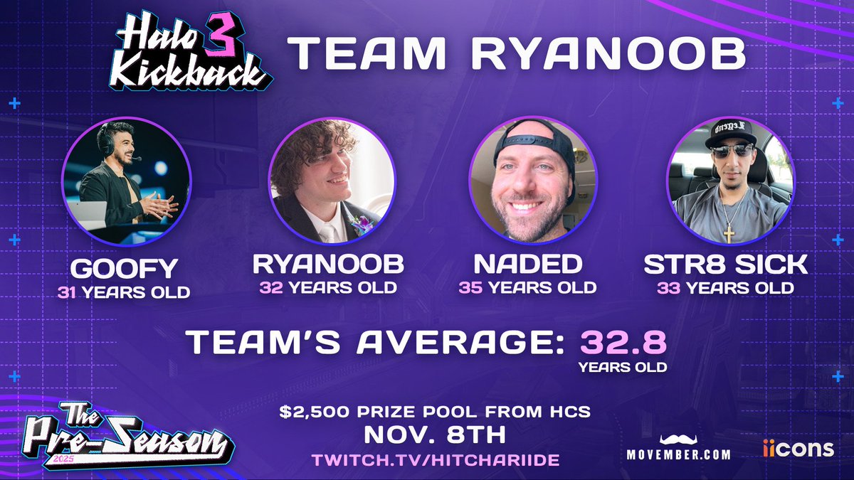 THE PRESEASON
$2,500 HALO 3 INVITATIONAL

<a href="/GGoofy/">Faisal Khan</a> 
<a href="/RyaNoobHCS/">RyaNoob</a> 
<a href="/Naded/">Brett Leonard</a> 
<a href="/Str8SicK/">Str8 SicK</a> 

With over 40 combined years of competitive Halo experience and too many championships to count, Team RyaNoob has all the tools to run this tournament.