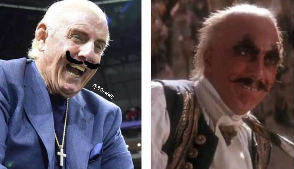 If you draw a moustache on Ric Flair, he looks like a wigless Captain Hook