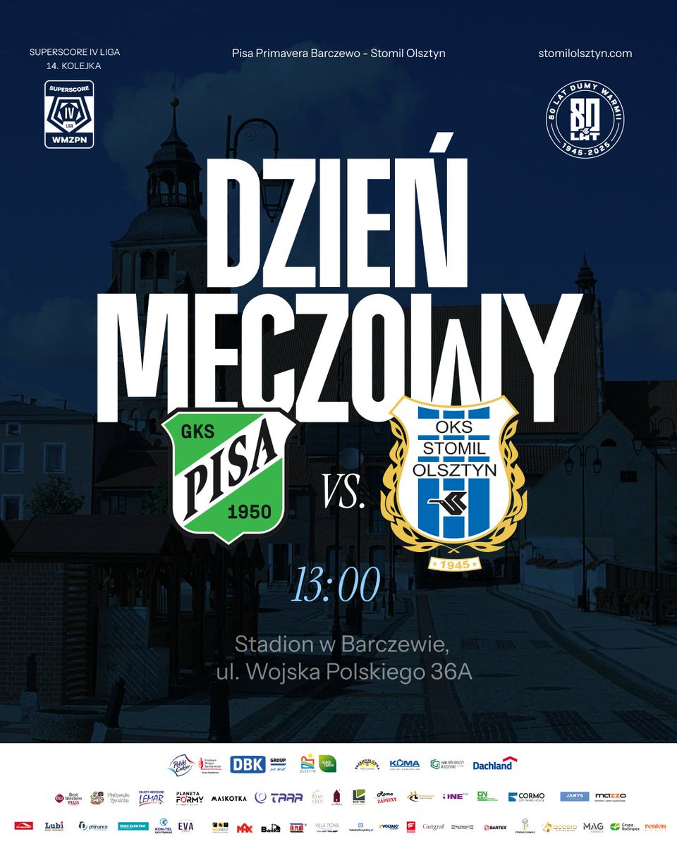 StomilOlsztynSA's tweet photo. ⚪🔵 DZIEŃ MECZOWY ⚪🔵
⚔ Pisa Primavera Barczewo
🏟 ul. Wojska Polskiego 34A
🕓 13:00
🎥 BRAK
---
#BARSTO https://t.co/M1sgxYrf4V