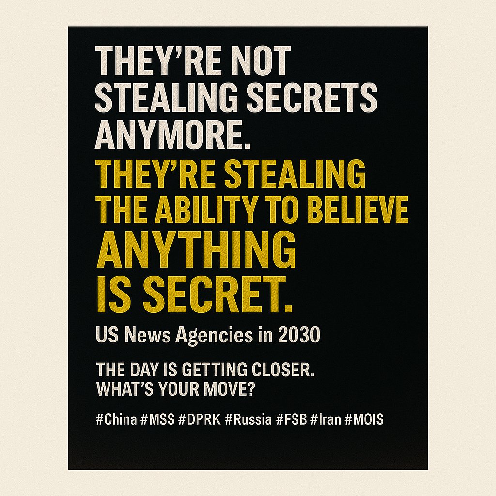 Tomx1Sec's tweet photo. Dateline 2030: ���They’re not stealing secrets anymore. They’re stealing the ability to believe anything is secret,  said US news agencies," -future headlines regarding China. #China #MSS #DPRK #Russia #FSB #Iran #MOIS #tiktok #CCP #IPtheft #CyberSecurity #America https://t.co/oeCtIgYZo1