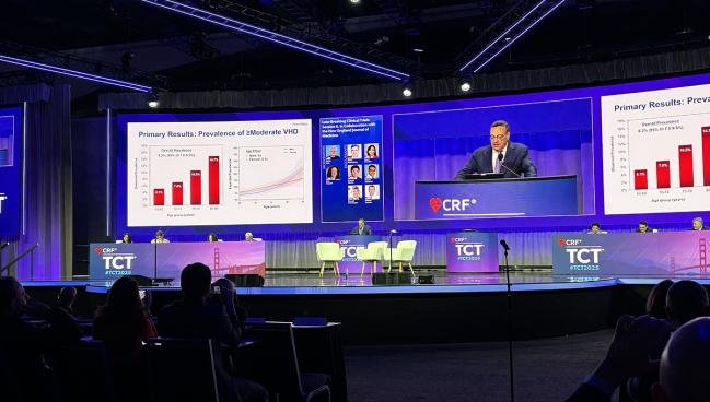TCTMD's tweet image. In the US, 10 million older people, two-thirds of them women, have mild or greater valvular heart disease (VHD), based on data from the PREVUE-VALVE study. To optimize screening, &quot;we need to understand the true prevalence of VHD–how much there is,&quot; said @djc795. #TCT2025…