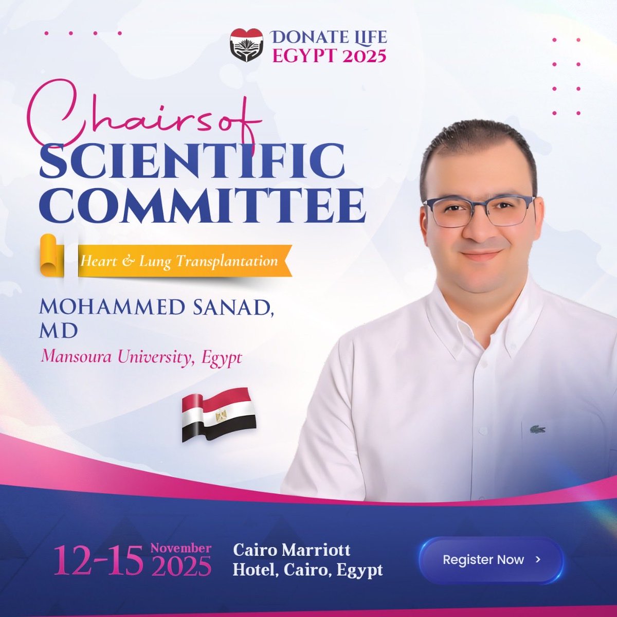 DonateLifeEG's tweet photo. Proud to introduce the brilliant minds behind 𝐃𝐨𝐧𝐚𝐭𝐞 𝐋𝐢𝐟𝐞 𝐄𝐠𝐲𝐩𝐭 𝟐𝟎𝟐𝟓
Meet 𝐃𝐋𝐄 𝟐𝟎𝟐𝟓 𝐂𝐨-𝐂𝐡𝐚𝐢𝐫𝐬 𝐨𝐟 𝐒𝐜𝐢𝐞𝐧𝐭𝐢𝐟𝐢𝐜 𝐂𝐨𝐦𝐦𝐢𝐭𝐭𝐞𝐞 𝐇𝐞𝐚𝐫𝐭 &amp; 𝐋𝐮𝐧𝐠 𝐓𝐫𝐚𝐧𝐬𝐩𝐥𝐚𝐧𝐭𝐚𝐭𝐢𝐨𝐧
𝐑𝐞𝐠𝐢𝐬𝐭𝐞𝐫 𝐍𝐨𝐰:
https://t.co/sJle6ap23S https://t.co/6IRrE0dZlc