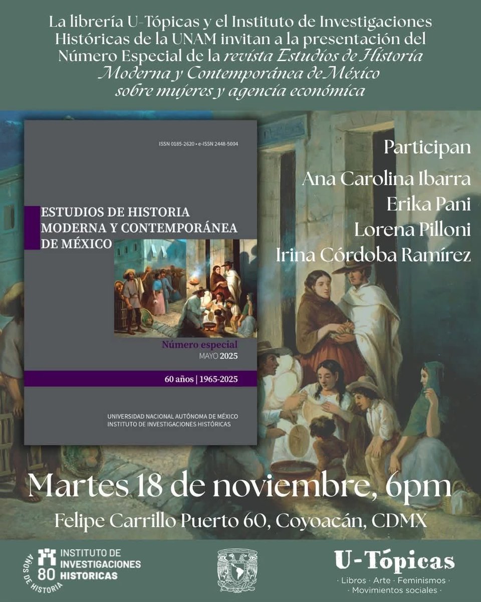 📖 El dossier sobre mujeres y agencia económica,coordinado por Irina Córdoba, en el que participamos D. Marino, A.C. Ibarra, C. Gavira, L. Machuca, E. Sánchez, R.  Torras, A. Parra y yo, se presenta en una librería que me encanta 🤩 . Si pueden ir, vale mucho la pena