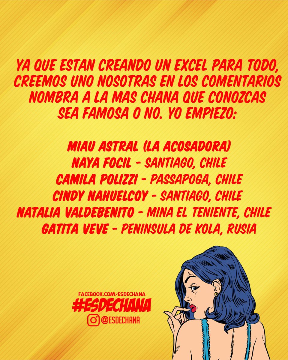 Nombra a la más Chana que conozcas sea famosa o no, El Exel de #EsdeChana
