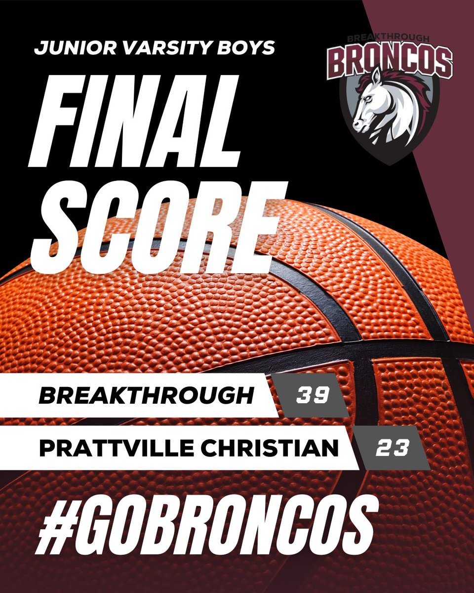Breakthrough_CS's tweet image. First game, first win! Our JV Boys just beat Prattville Christian 39 - 23 🏀 #GOBRONCOS