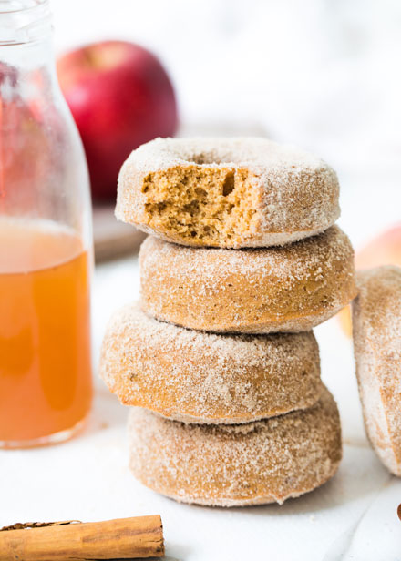 Apple Cider Donuts

These wonderful donuts will bring some comfort and inspiration into your kitchen anytime of year as they fill your home with the heavenly scent of the baking spices. These apple cider donuts are baked, not fried, and they’re also gluten-free, dairy-free, and