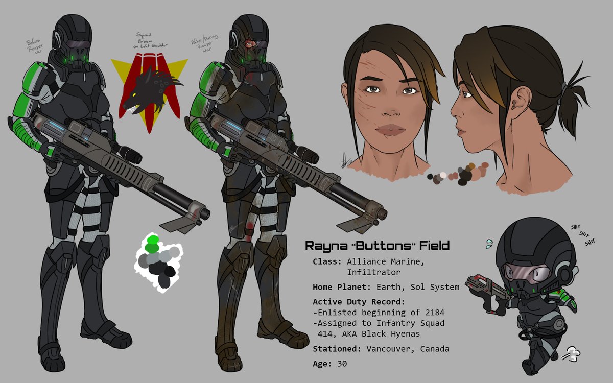 In continuation of #N7Day, I found some old Mass Effect OC references I drew and forgot to post for 2021 N7 day. oops... (^_^;)