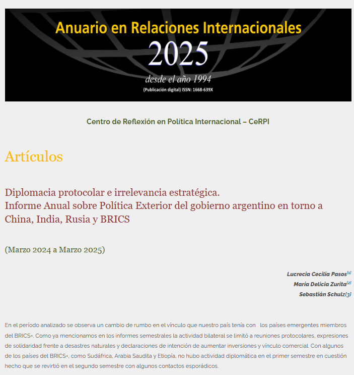 ce_rpi's tweet photo. Compartimos la publicación del Anuario en Relaciones Internacionales 2025 @iriunlp 
Dentro del anuario se encuentra el apartado del Centro de Reflexión en Política Internacional con diversos artículos sobre la PEA.
Aquí compartimos  la publicación: "Diplomacia protocolar e https://t.co/FTLoMCpKFm
