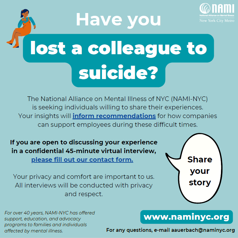 SFreedenthal's tweet photo. If you've lost a colleague to suicide -- first, I'm sorry. It's tragic and stressful. Second, I was asked to post this recruitment flier for a study, and it might interest you. https://t.co/PaJVSp5NKR