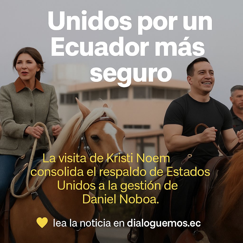 💛 Ecuador y Estados Unidos unidos contra la inseguridad.
La visita de Kristi Noem fortalece la cooperación y el respaldo internacional.
 👉 lea la noticia en dialoguemos.ec