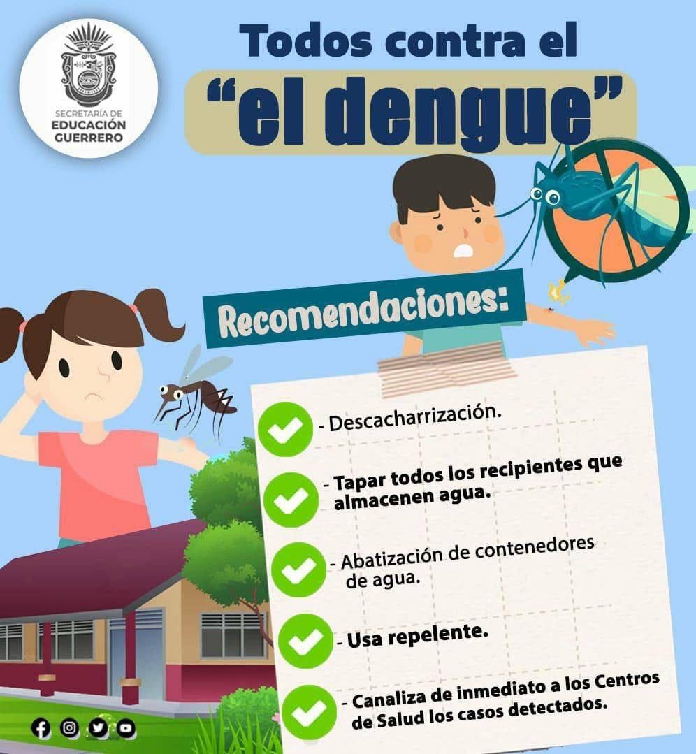 🦟 #Dengue| Todos contra el Dengue. La prevención está en nuestras manos. Nuestra salud es prioridad. Como comunidad educativa y guerrerense, es fundamental seguir estas recomendaciones para proteger a nuestras familias y estudiantes.