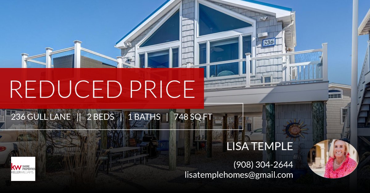 SureRealtor's tweet image. 📍 Reduced Price 📍 This recently reduced home at 236 Gull Lane in Lavallette won't last long, so, don't wait to set up a showing! Reach out here or at (908) 304-2644 for more information!

Lisa Temple
"Your Realtor of Choice"
NJAR... homeforsale.at/236_GULL_LANE_…
