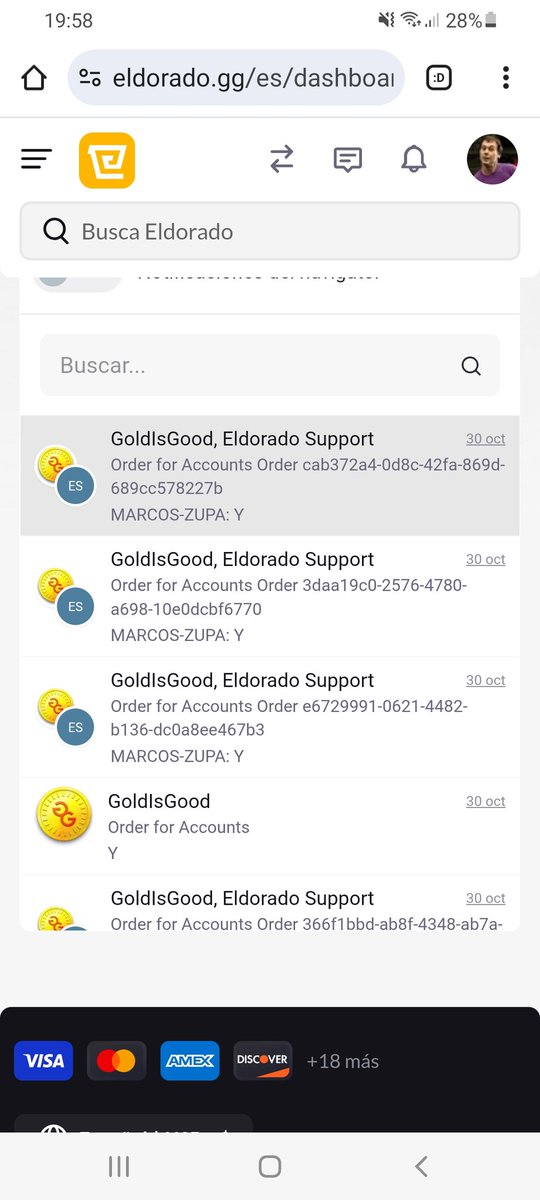 marcosafull3's tweet photo. @EldoradoGg Necesito que me contestes los mensajes. El vendedor me pidió pruebas de las 6 cuentas que me dieron de baja . Le di las pruebas y no me dan las cuentas ni tampoco el dinero que hago .mis suscriptores necesitan sus cuentas y yo no puedo prender directo porque ustedes no responden https://t.co/HXa9a7I8Kb