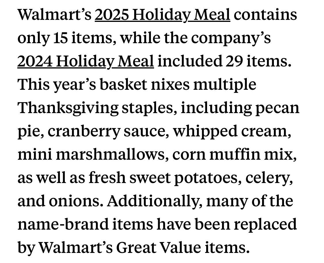 <a href="/larry_kudlow/">Larry Kudlow</a> It has 14 fewer items (almost half as many as last year) so it should actually cost 50% less. Stop running cover for greedy corporations and the liar in chief.