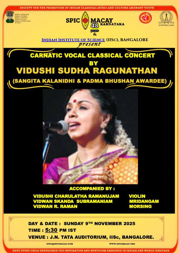 RagunathanSudha's tweet image. Stationed at Bengalooru for SPICMACAY! Looking forward to being with the students…we have a curious and interactive next gen! 
#sudharagunathan #sudharaghunathan #spicmacay #studentinteraction #musiceverywhere #carnaticmusic #simplysudha