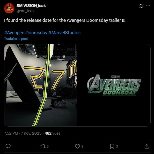 bambino_youtube's tweet image. Some horrible people are currently trying to steal my discovery. But make no mistake, I am the first to have discovered the release date of the Avengers Doomsday trailer.
#AvengersDoomsday #MarvelStudios #Marvel