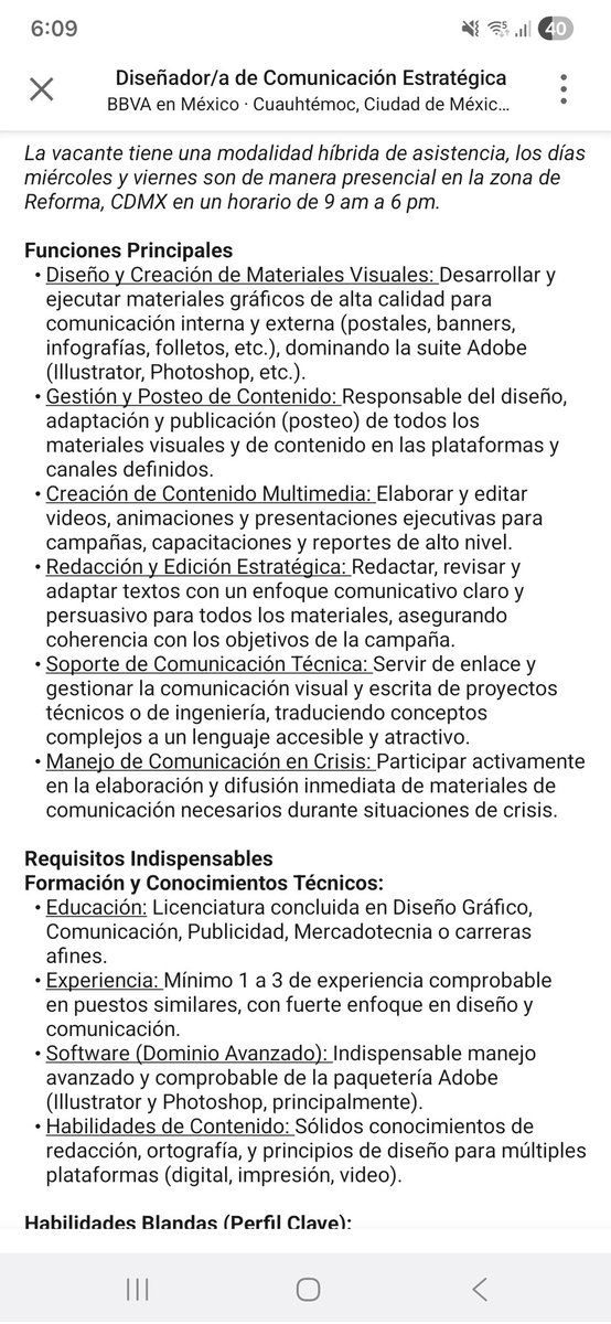 AlbaRamrez6's tweet photo. Oye, @BBVA_Mex, ¿y no quieres que también atienda en ventanilla tu diseñador? Estás pidiendo 4 puestos en 1

Aquí hay una chambota, @frasalazar @la_de_rh https://t.co/TcgKIsi7if