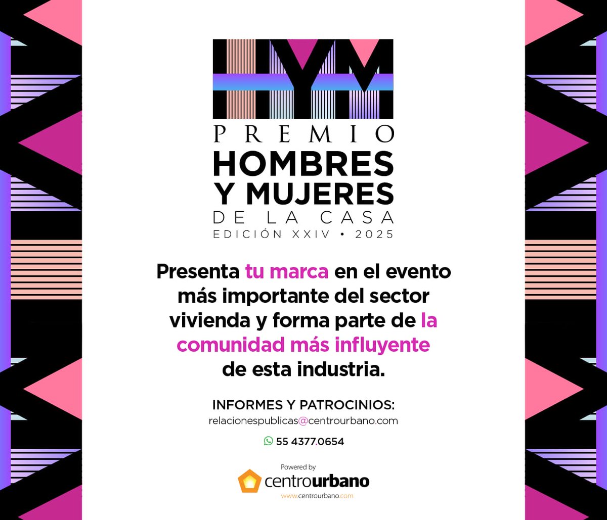 PeriodicoMiCasa's tweet photo. No olvides presentar tu marca en el evento más importante del sector vivienda 🏡 y forma parte de la comunidad más influyente de esta industria. #PremioHyM 🏆
#ComunidadHyM 

Informes y patrocinios:
👉 relacionespublicas@centrourbano.com
📲 55 4377 0654 https://t.co/jvxmSsU0tC