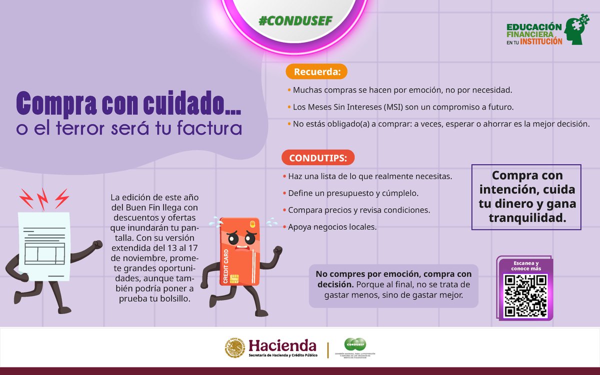 segcontrol's tweet image. 🛒 Compras con cuidado o el terror será tu factura

👻 ¡No dejes que tus compras se vuelvan una pesadilla!

Compra con cabeza fría y evita endeudarte más de lo necesario.
Planea, compara y mantén tus finanzas bajo Control.

#CONDUSEF #ComprasResponsables #ControlSeguridad
