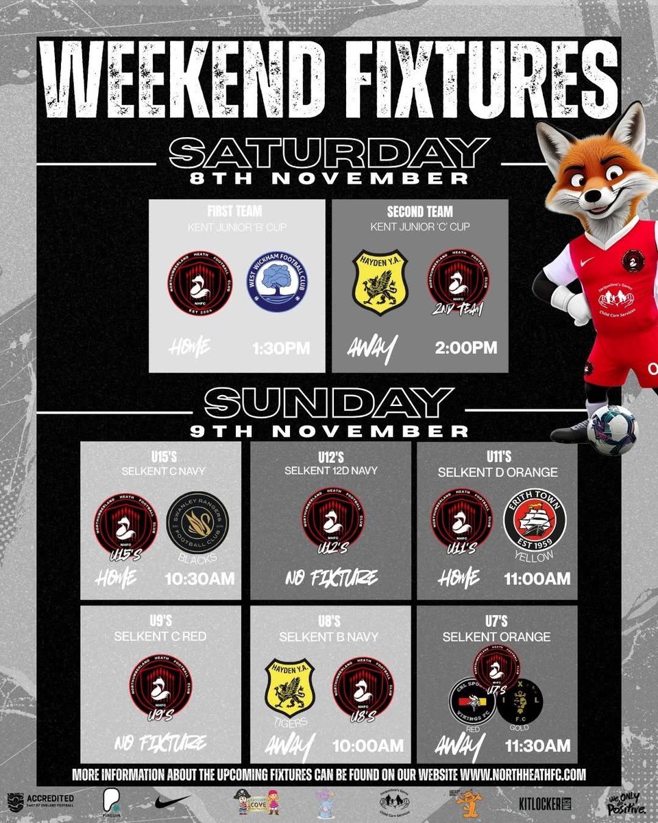 This weekends fixtures! Plenty to get excited about.

#uptheheath🔥🦊