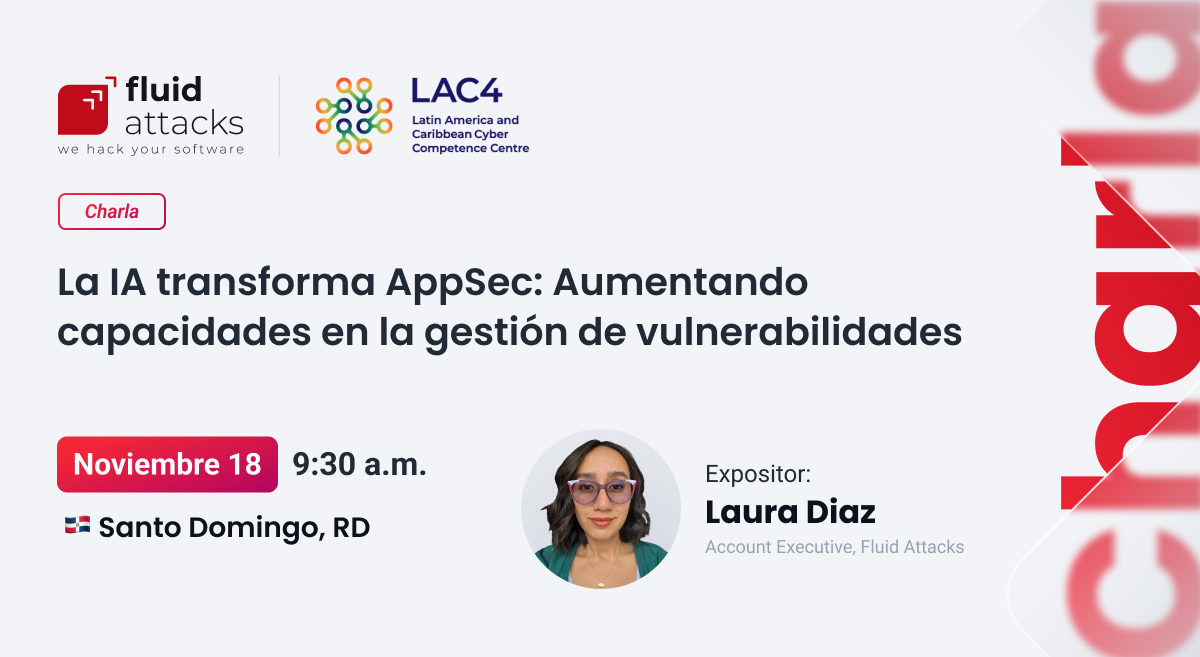 fluidattacks's tweet image. Si vas a estar en la CyberWeek LAC4 2025, te invitamos a asistir a nuestra charla “La IA transforma AppSec: Aumentando capacidades en la gestión de vulnerabilidades”, a cargo de Laura Diaz, Account Executive de Fluid Attacks.  🔗 Más información: lac4.eu