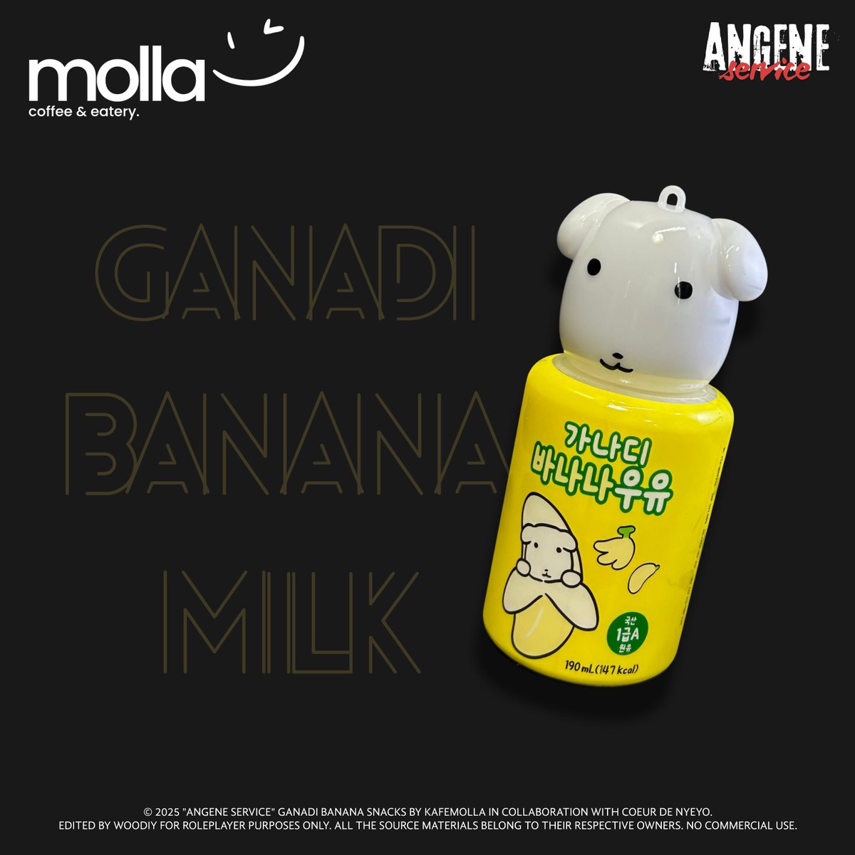 ㅤ
ㅤ
🍌  𝗚𝗔𝗡𝗔𝗗𝗜 𝗕𝗔𝗡𝗔𝗡𝗔 𝗦𝗡𝗔𝗖𝗞 𝗦𝗘𝗧  🍌 
Each  set   includes  banana  ring  and
banana milk   ——   a small comfort to
sweeten  the day  and warm the  wait.
ㅤ
ㅤ