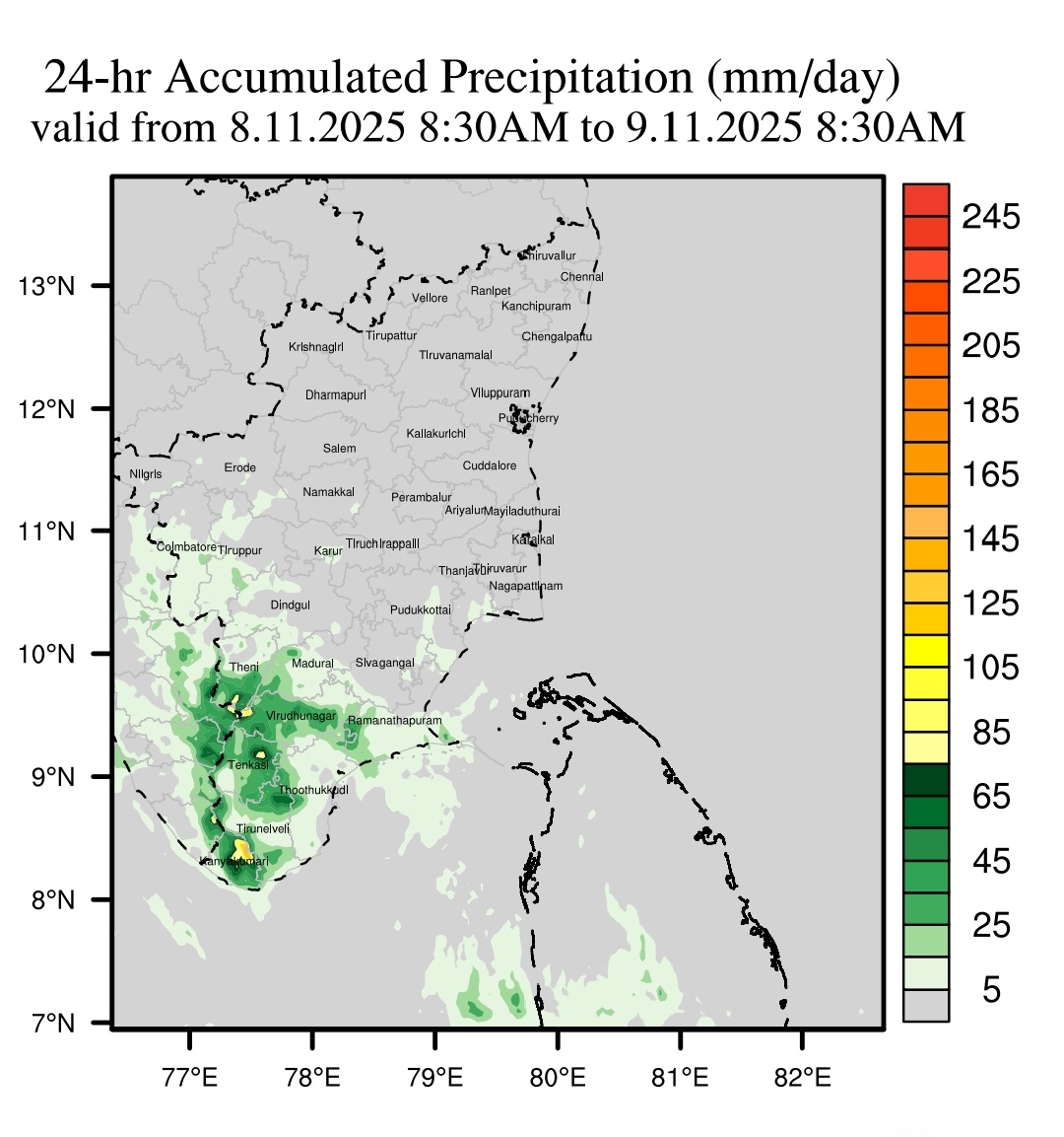 smkirthiga's tweet photo. Nov 8: Very good rain week ahead for South TN
Heavy rains expected in the ghats section of south TN. #Coutrallam-#Manjolai-#Oothu-#Pechiparai can expect heavy rains with breaks until Nov 14-15. Many regions of #Tenkasi-#Tirunelveli-#Thoothukudi-#Kanyakumari #Nagercoil-#Virudhunagar #Rajapalayam -#Theni -parts of #Madurai-#Ramanathapuram to get moderate -heavy rains. Some places can pick up short duration heavy rains during evening to night hours. Caution needed.
South #Kerala, Ghats section - #Ponmudi-#Thenmala-#Punalur-#Nedumangad-#Thiruvananthapuram to get moderate -heavy rains (very heavy rains places) in the upcoming week.
#Chennai-#Pondy, North TN and #Andhra can expect a break in rains until Nov 15, after which considerable rains are expected.