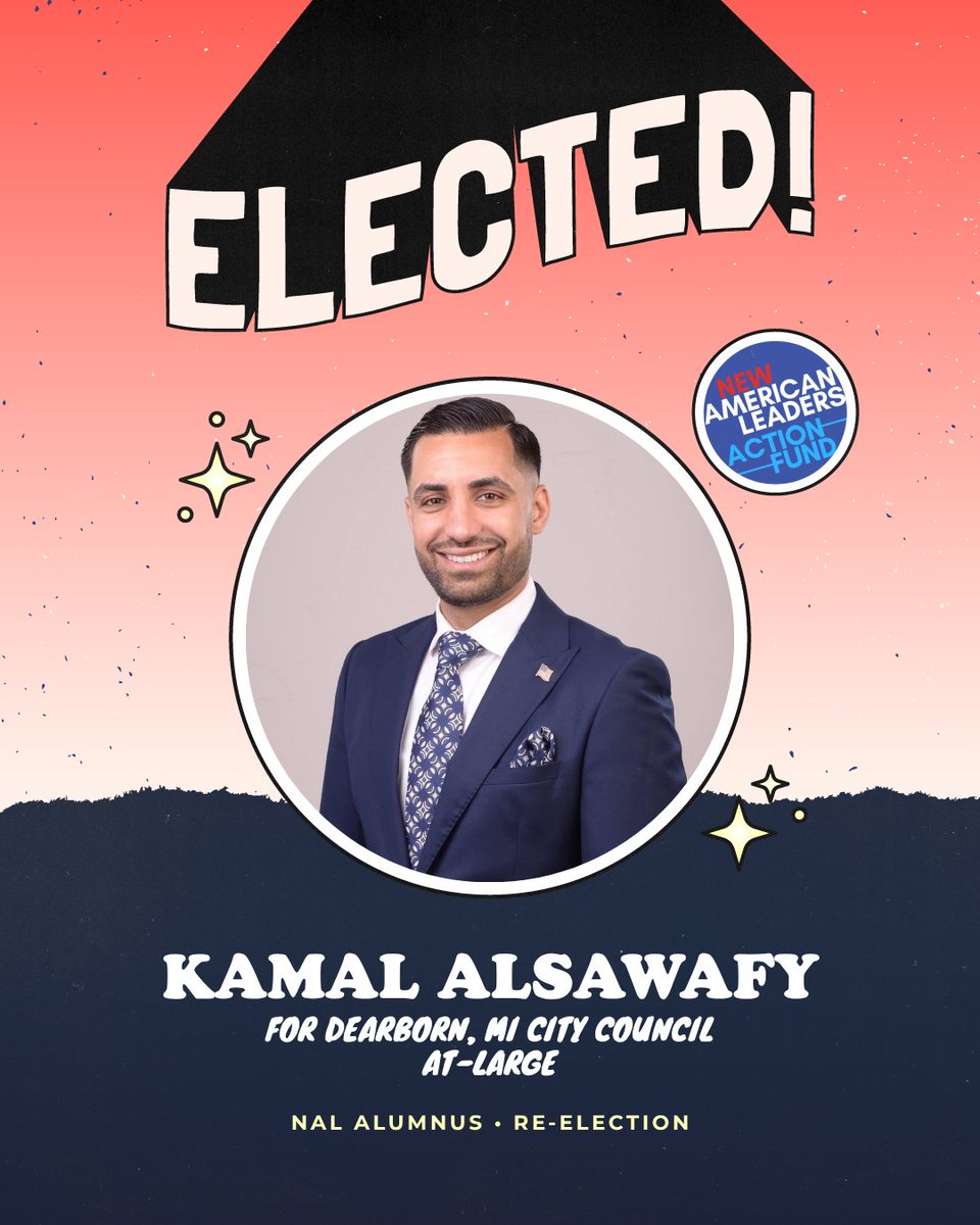 Congratulations to Kamal Alsawafy on winning his re-election for Dearborn City Council, At-Large! 🎉 We look forward to seeing how he’ll continue to empower his community in this next term!
