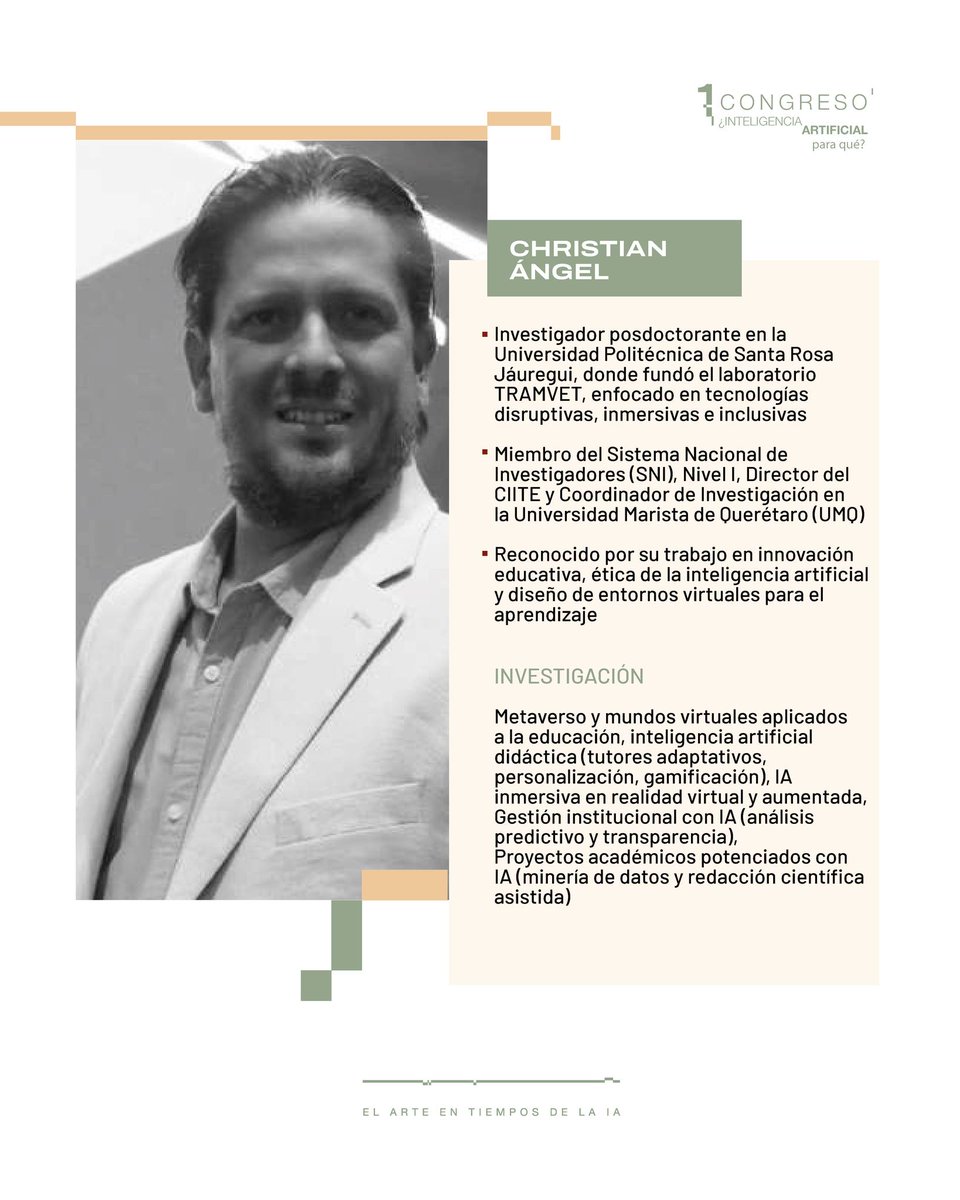ecoonis1's tweet photo. Querétaro será testigo de una conversación que me emociona compartir con ustedes: “Arte e IA: Retos, Dilemas y Nuevas Creatividades”.
Más que una mesa académica, será un espacio para pensar juntos cómo la inteligencia artificial está transformando nuestros lenguajes artísticos, nuestros dilemas éticos y la manera en que imaginamos la creatividad en comunidad.
No se trata solo de máquinas, sino de cómo nosotros, como artistas, investigadores y colegas, nos reinventamos frente a estas nuevas posibilidades.
11 de noviembre   13:00 h
Facultad de Artes UAQ  Entrada libre
Los invito a sumarse y abrir el diálogo: el arte en tiempos de la IA nos interpela a todos.  #ArteEIA #CreatividadEnTransformación #IAyHumanidad #QuerétaroCultural #CongresoIA  #UAQ https://t.co/YLQ1d6Ecar