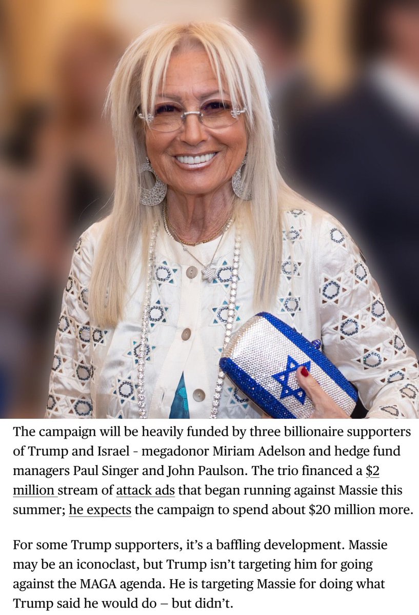 Why is Israeli-American billionaire Miriam Adelson spending millions to primary Thomas Massie? What’s the agenda here?
