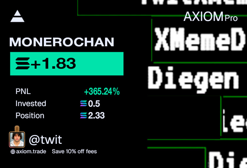 TwitXMemeDiegen's tweet photo. $MONEROCHAN

1634%         

243k MC ----> 4.47m MC          
Look at the time and mc          
My $BOT predicted the rise of this coin          
Link: https://t.co/jDe0uxeLgd

b6nr5xylrobdankjcf2o1rakqgsdi68ygzm4jtpmmqbq

#Crypto #SolanaMemeCoin #Solana https://t.co/HRsh7XZIpq