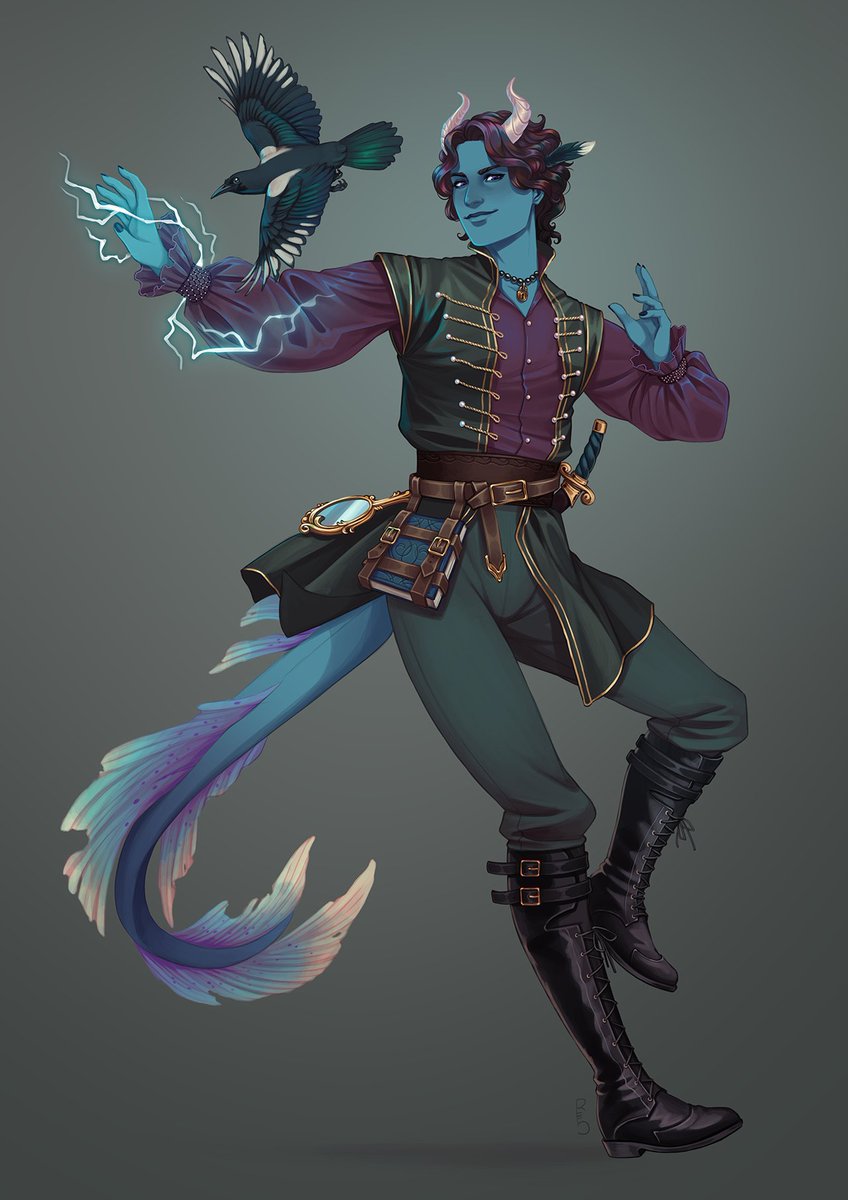 A warlock named Caspian! This commission really combines a lot of my favorite things 🌊