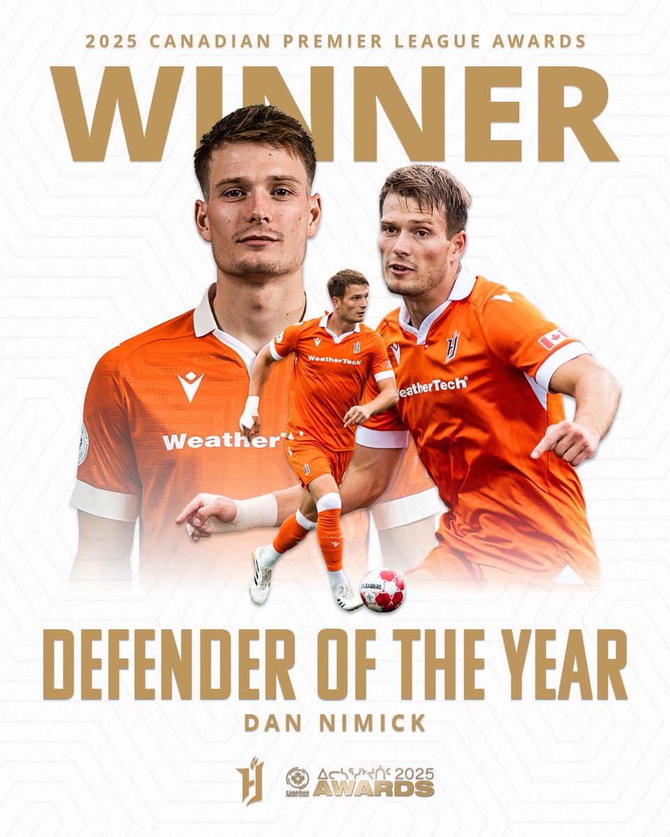 LOCKDOWN DEFENDER 🔒

Congratulations to our own Dan Nimick, this year’s CPL Defender of the Year! He finished the regular season with 19 tackles, 23 interceptions, and 91% pass accuracy, a perfect example of composure and consistency on the pitch.