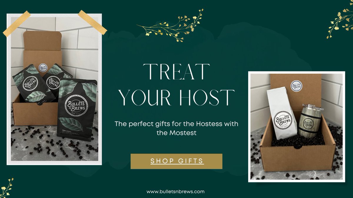 Treat your Host with the perfect gift!

bulletsnbrews.com

#hostgift #hostessgift #HostessWithTheMostess #coffeegifts