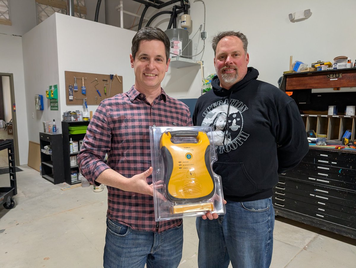 OpSweetTooth's tweet photo. We delivered our 29th AED today to the Davidson Community Players! DCP is a non-profit organization dedicated to producing theatre that entertains, enriches, and fosters community involvement. We helped cover their acting studio and prop workshop. Blessed to be able to help! https://t.co/pRUIFKea5t